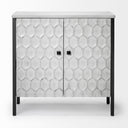 Savannah White Fir Veneer w Gray Metal 2-Door Accent Cabinet - Default Title