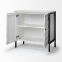 Savannah White Fir Veneer w Gray Metal 2-Door Accent Cabinet - Default Title