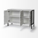 Savannah White Fir Veneer Gray Metal 3-Door Accent Cabinet - Default Title