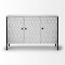 Savannah White Fir Veneer Gray Metal 3-Door Accent Cabinet - Default Title