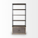 Braxton II Light Brown Wood and Iron Three Shelf Shelving Unit 415L x 185W x 9 - Default Title