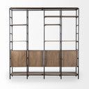 Darius 82L x 165W x 90H Medium Brown Wood and Metal Multi-Shelf Shelving Unit - Default Title