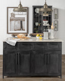 Fieri Solid Iron Black Body White Marble Top Four Drawer Kitchen Island - Default Title