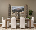 Elbert II Cream Fabric Slip-Cover Brown Wood Frame Dining Chair - Default Title