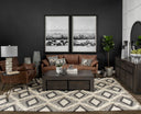 Pinera II 19L x 19W Black Slate Top W Triangular Iron Base Accent Table - Default Title