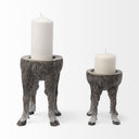 Pan Small Gray Ceramic Hoofed Table Candle Holder - Default Title