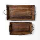 Durone Set of 2 Brown Wooden Live Edge Serving Trays - Default Title
