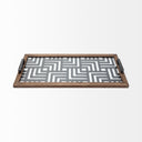 Fantuz 32L x 16W Gray Metal Wood and Glass Serving Tray - Default Title