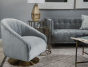 James II Gray Blue Velvet Covered Seat w Gold Swivel Base Accent Chair - Default Title