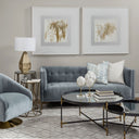 James II Gray Blue Velvet Covered Seat w Gold Swivel Base Accent Chair - Default Title