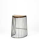 Seagram 256 Seat Height Brown Wood Seat Black Metal Frame Stool - Default Title