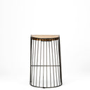 Seagram 256 Seat Height Brown Wood Seat Black Metal Frame Stool - Default Title