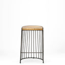Seagram 256 Seat Height Brown Wood Seat Black Metal Frame Stool - Default Title