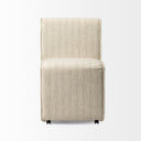 Damon Fully Upholstered Cream-Toned Fabric Dining Chair on Casters - Default Title
