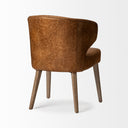 Niles 225L x 240W x 320H Brown Faux Leather Seat WBrown Wooden Legs Wingback Dining Chair - Default Title