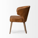 Niles 225L x 240W x 320H Brown Faux Leather Seat WBrown Wooden Legs Wingback Dining Chair - Default Title