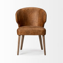 Niles 225L x 240W x 320H Brown Faux Leather Seat WBrown Wooden Legs Wingback Dining Chair - Default Title