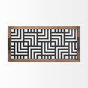Fantuz 32L x 16W Gray Metal Wood and Glass Serving Tray - Default Title