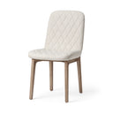 David Diamond Tuffed Cream Fabric Wrap Brown Wood Base Dining Chair - Default Title