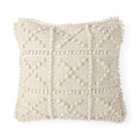 Leroy 18 x 18 Cream Raised Pattern Detail Decorative Pillow Cover - Default Title