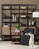 Trey III 20 x 26 Square Medium Brown Wooden Three-Tiered Black Iron Frame EndSide Table - Default Title
