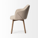 Ronald II Cream Fabric Wrap Brown Wooden Base Dining Chair - Default Title