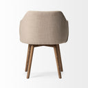 Ronald II Cream Fabric Wrap Brown Wooden Base Dining Chair - Default Title