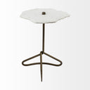 Pinera II 19L x 19W White Marble W Triangluar Gold Iron Base Accent Table - Default Title