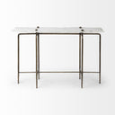 Pinera III 49L x 17W White Marble Top Gold-Toned Iron Base Console Table - Default Title