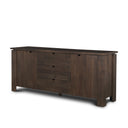 Wallen 2 Door Solid Dark Brown Wood w 3 Drawers Sideboard - Default Title