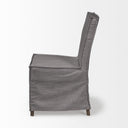 Elbert I Grey Fabric Slip-Cover Brown Wooden Base Dining Chair - Default Title