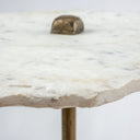 Pinera II 19L x 19W White Marble W Triangluar Gold Iron Base Accent Table - Default Title