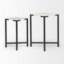 Lucas III Set of 2 15L x 15W 12L x 12W White Marble WBlack Iron Frame Accent Tables - Default Title