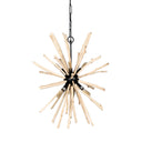 Jules 25x25 Blonde Wood and Black Metal Six Bulb Chandelier Light - Default Title