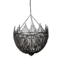 Liam I 32x30 Black Wooden Bead Bowl-Style Four Bulb Chandelier - Default Title