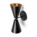 Eris II 73x126 Black Metal wGold Accent Double-Cone Wall Sconce - Default Title