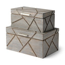 Niobe Set of 2 16L x 11W Gray Wooden Nesting Boxes - Default Title