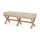 Solis II 50L x 16W Brown Base Beige Woven Leather Cushion Accent Bench - Default Title