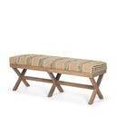 Solis 50L x 16W Brown Base Upholstered BeigeBlack Stripe Seat Accent Bench - Default Title