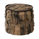 Riley Tan Jute Popcorn Stich Cylindrical Pouf - Default Title