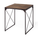 Trestman II 24 x 225 Square Top Medium Brown Wood and Iron Cross Braced EndSide Table - Default Title