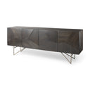 Darwin 80x175 Brown Solid Wood Gold Metal Base 4 Cabinet Door Sideboard - Default Title