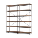 Trey IV 80L x 16W x 875H Medium Brown Wood and Iron Five Tray Shelf Shelving Unit - Default Title