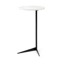 Ballatine II 15L x 15W x 27L White Marble Round Top White w Black Metal Base Accent Table - Default Title