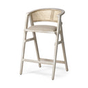 Tabitha 3075 Seat Height Beige FabricRattan Seat Blonde Wood Frame Bar Stool - Default Title