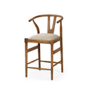 Trixie Cream Upholstered Seat Brown Wood Frame Counter Stool - Default Title