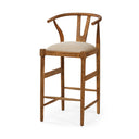 Trixie Cream Upholstered Seat Brown Wood Frame Bar Stool - Default Title