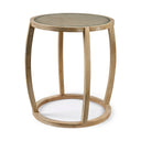 Hubbard I 22L x 22W Light Brown Wood Round Top WGlass Accent Table - Default Title