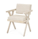 Topanga I Cream Fabric Wrap Blonde Wooden Frame Dining Chair - Default Title