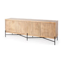 Cairo 78x19 Brown Solid Wood Black Metal Base 4 Door Cabinet Sideboard - Default Title